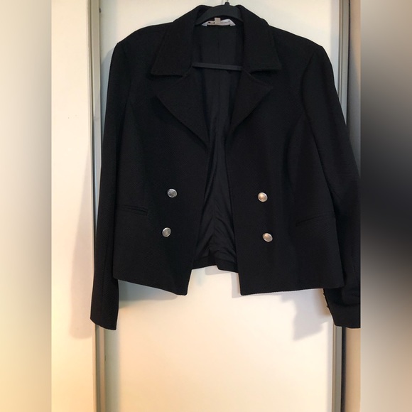 cleo Jackets & Coats Cleo Black Pique Knit Military Blazer Womens